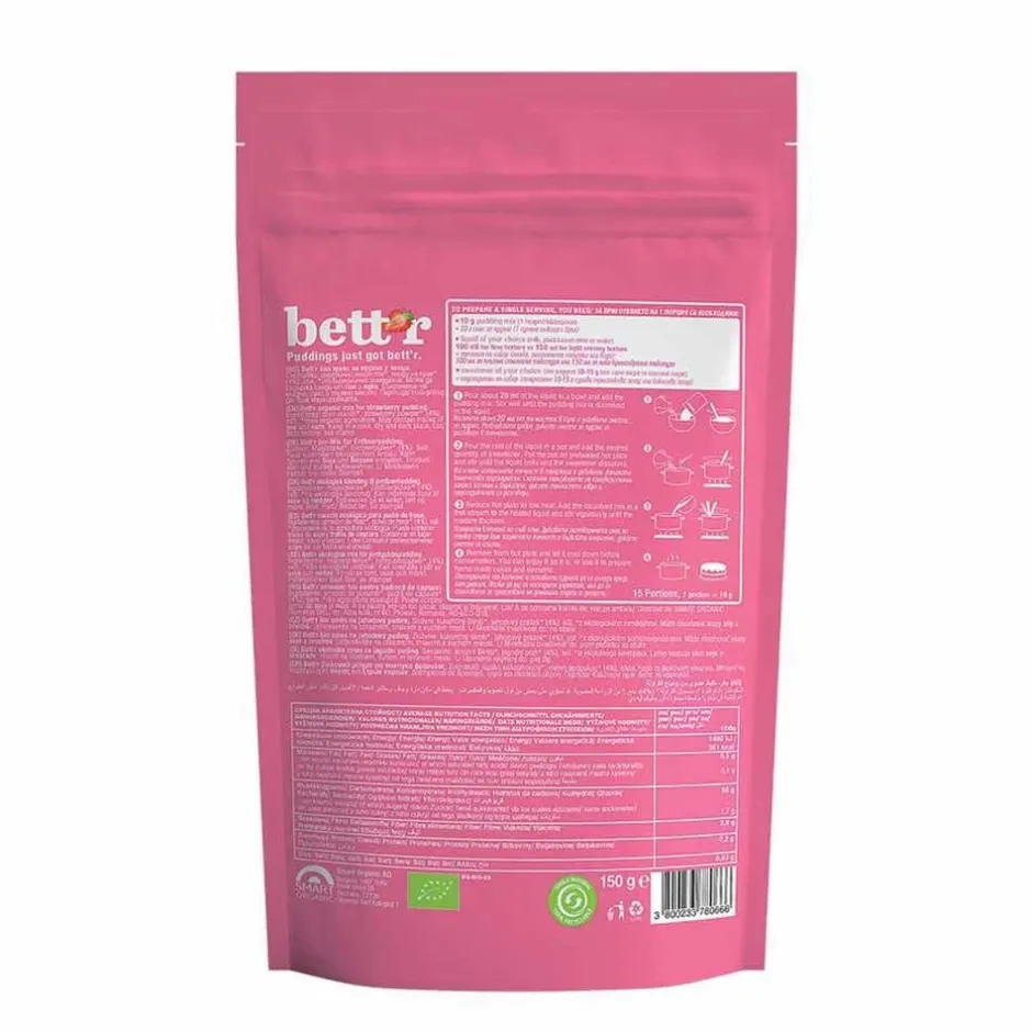Bett'r Pudding En Pannenkoek*Aardbeien Pudding Mix - 150g - BIO