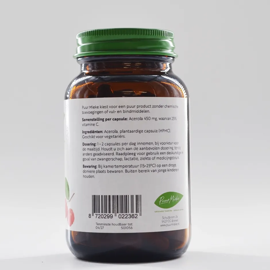 Puur Mieke Immuunsysteem | Rimpels*Acerola - Vitamine C - 450mg - 90 caps