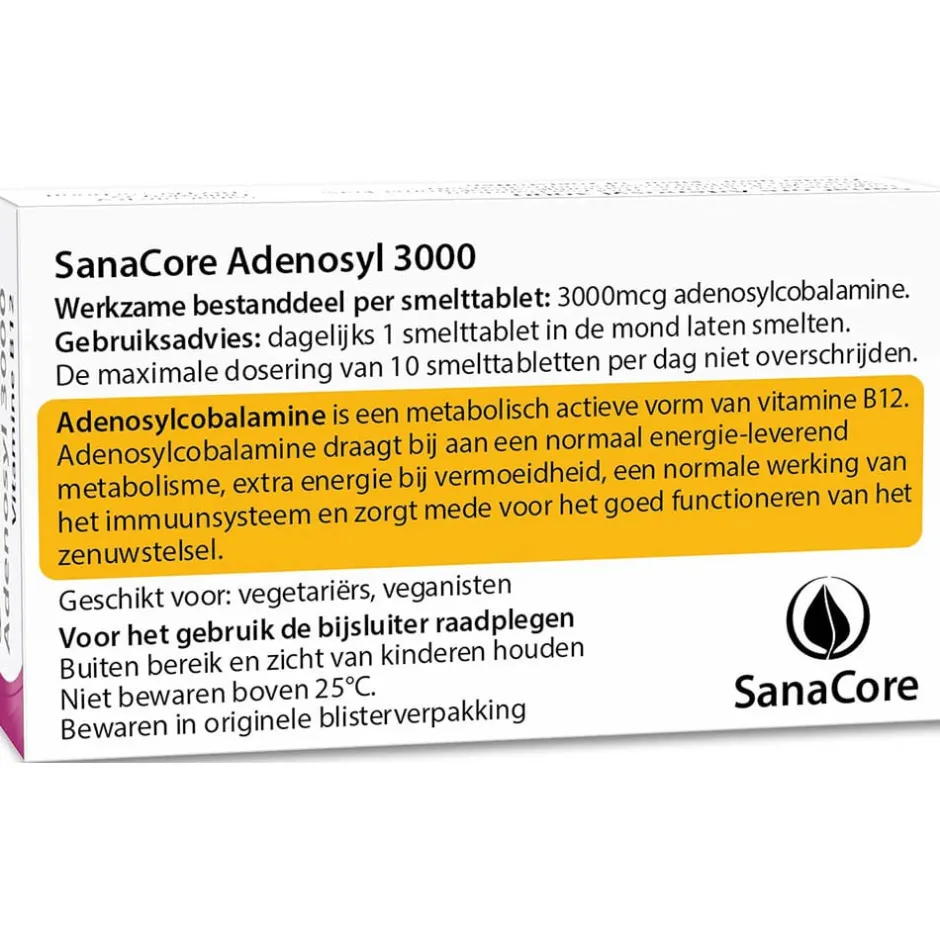 Sanacore Stress | Immuunsysteem*Adenosyl 3000 Vitamine B12 60 tabletten zonder foliumzuur