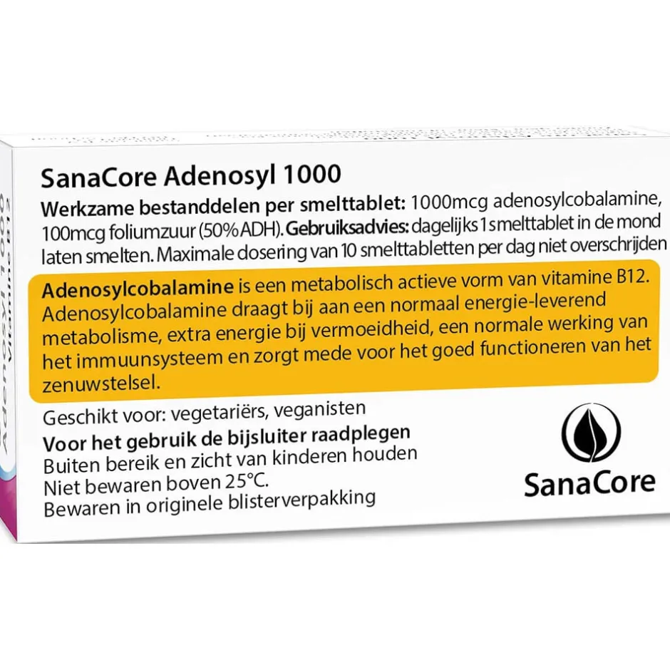 Sanacore Stress | Immuunsysteem*Adenosyl 1000 Vitamine B12 60 tabletten