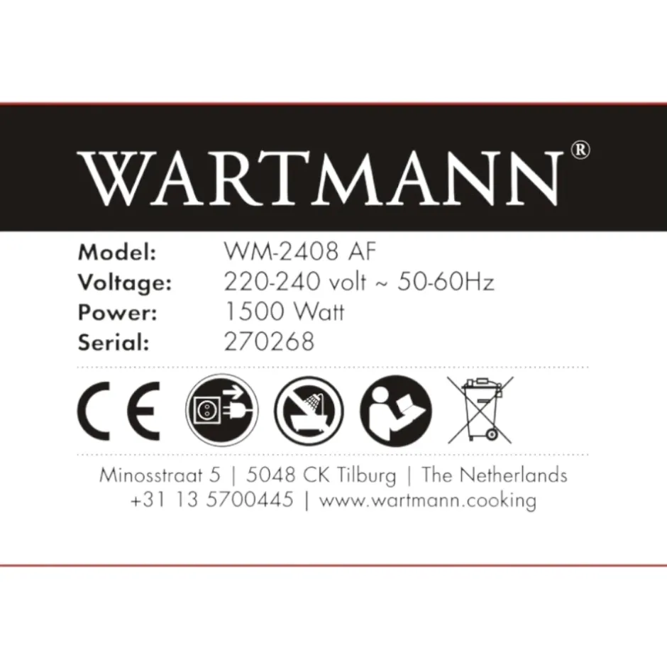Wartmann Airfryer*Airfryer - WM-2408 AF - 6L - Keramisch en gifvrij bakken