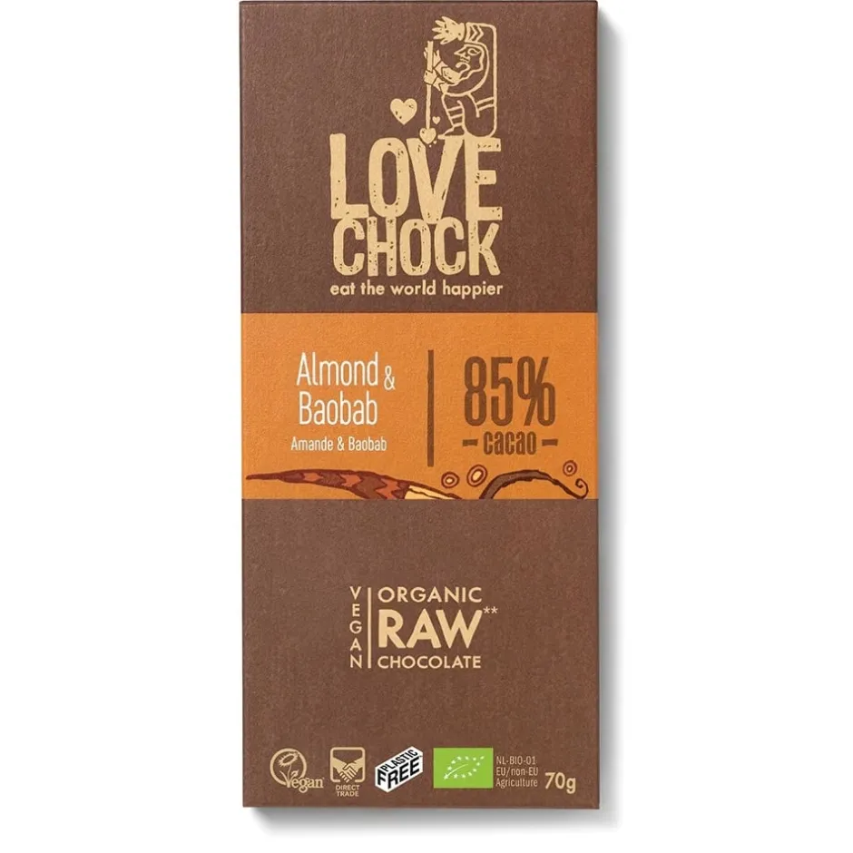Lovechock Chocolade*Amandel / Baobab tablet 85% - 70g - BIO