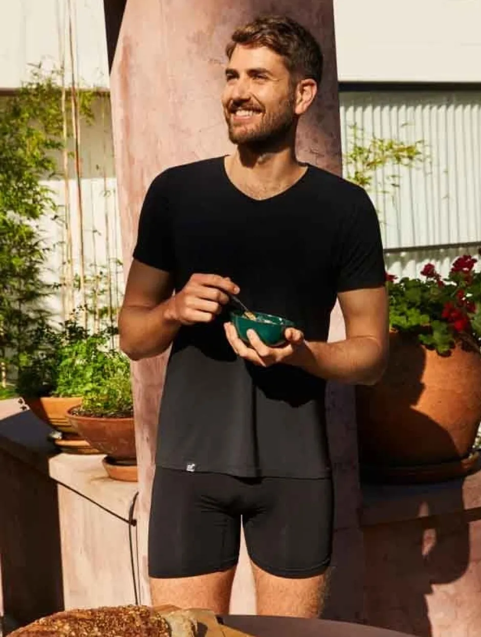 Boody Shirts | Heren Ondergoed*Bamboe T-Shirt Heren - V-hals Zwart