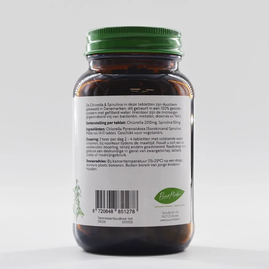 Puur Mieke Spijsvertering | Immuunsysteem*Chlorella & Spirulina - 250mg - 350 tabletjes