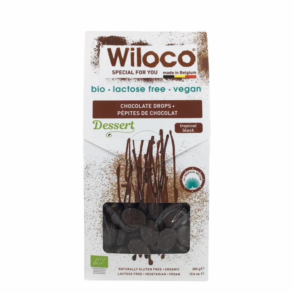 Wiloco Chocolade | Chocolade Druppels*Chocolade Druppels Puur Lactosevrij - 300g - BIO