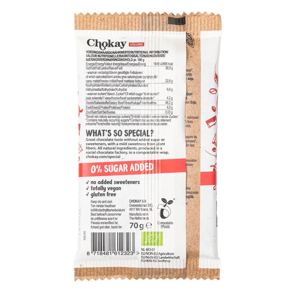 Chokay Chocolade*Chocoladereep - Amazing Dark - 70g - BIO