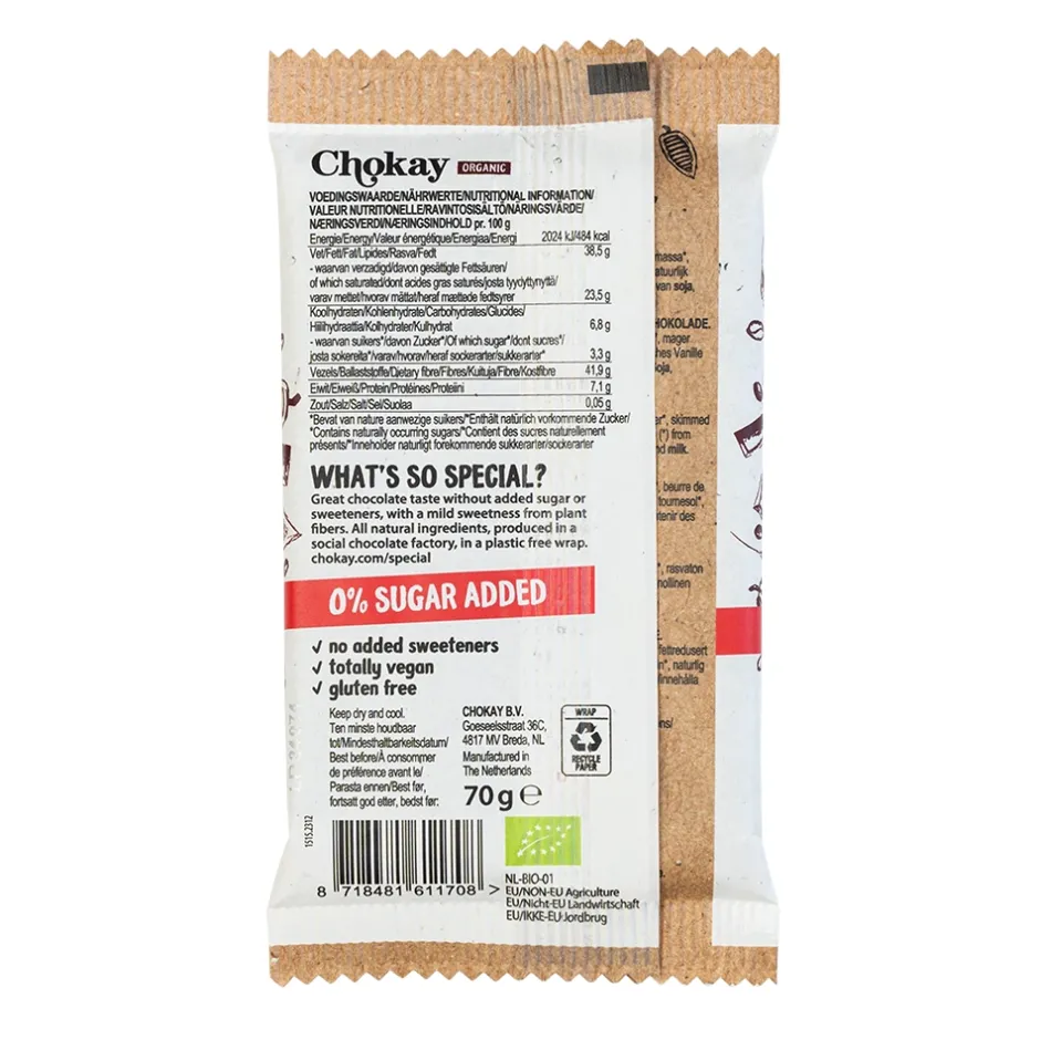 Chokay Chocolade*Chocoladereep - Extra Dark - 70g - BIO