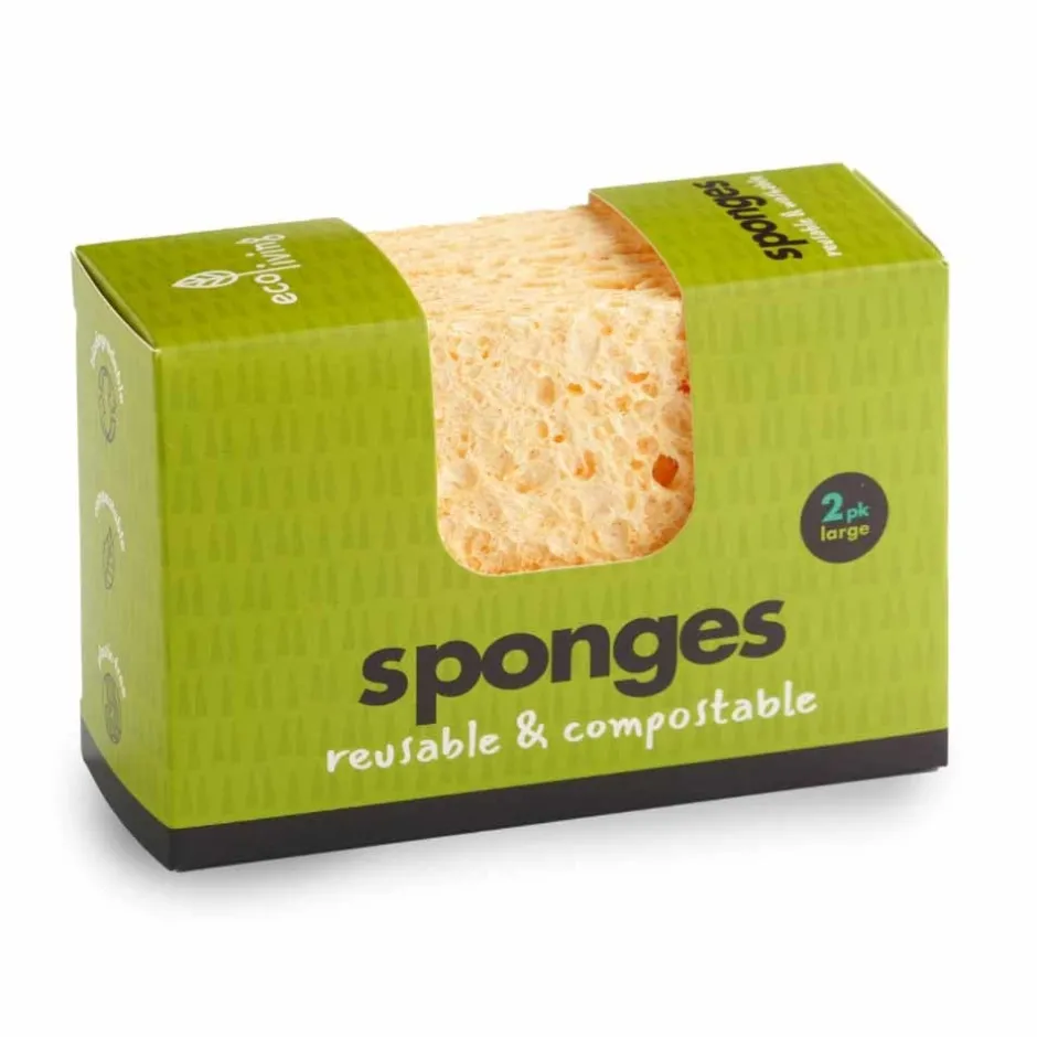 ecoLiving Afwassponsjes, Doekjes En Borstels | Afwasborstels, Doekjes En Sponsjes*Composteerbare Spons - Large - 2 stuks