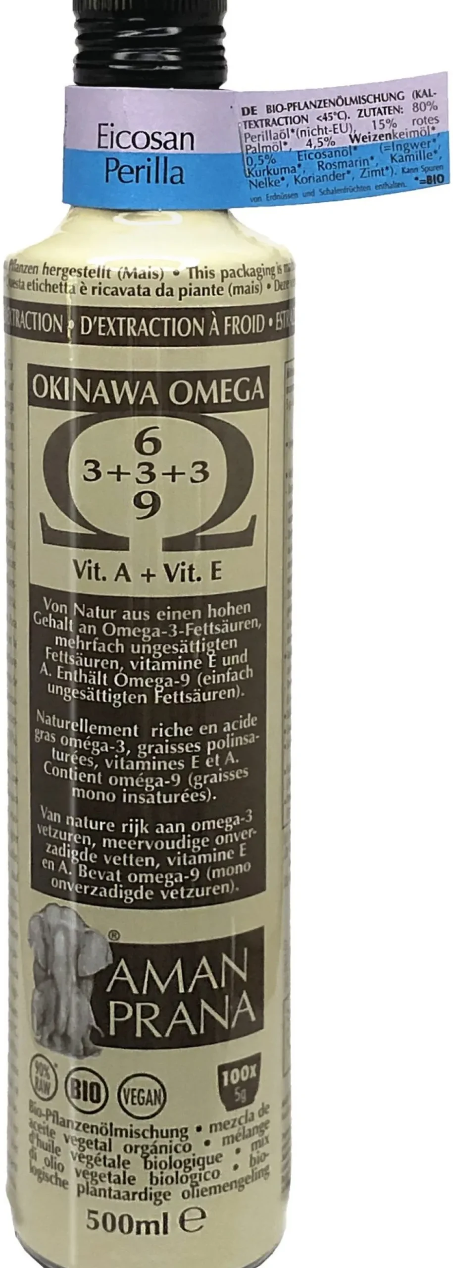Amanprana Visolie / Omega 3 / Levertraan | Okinawaolie*Eicosan Perilla Olie (Okinawa) - 500ml - BIO