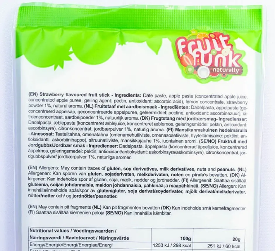 Fruitfunk Repen | Snoepjes*Fruit sticks XXL Aardbei - (5st) 100g