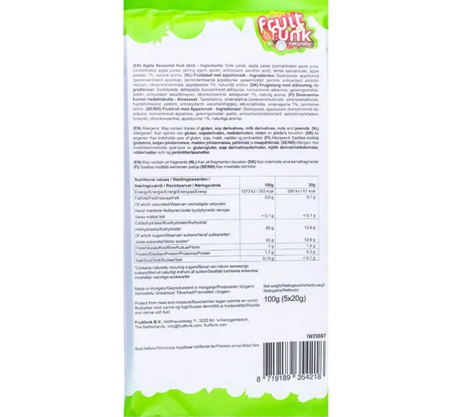 Fruitfunk Repen | Snoepjes*Fruit sticks XXL Appel - (5st) 100g