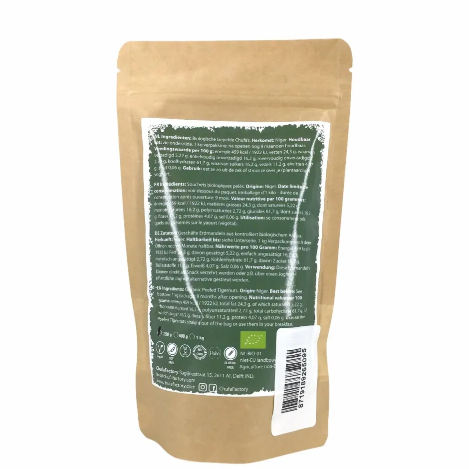 Chufa Biologische Noten*Gepelde Tijgernoten RAW - 250g - BIO