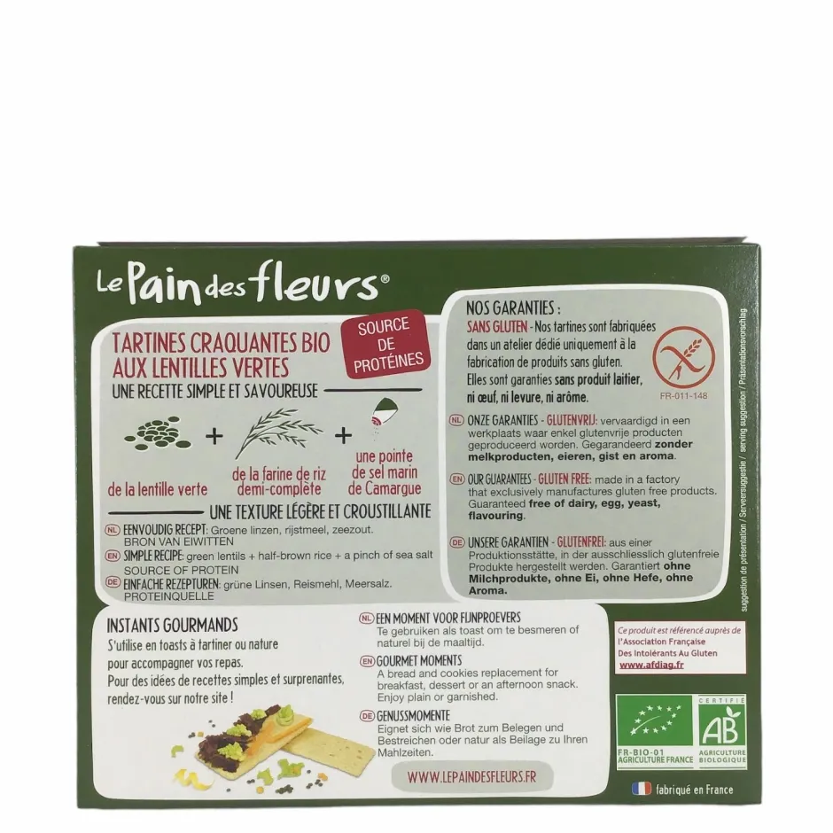Le Pain des Fleurs Crackers En Wafels*Groene Linzen Crackers - 150gr - BIO