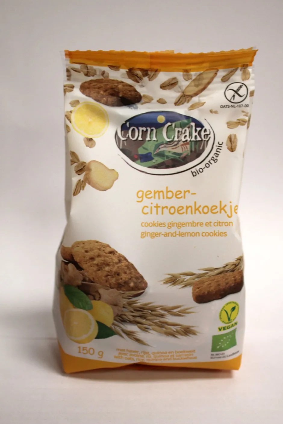 Corn Crake Koekjes*Haverkoekjes met Gember-Citroen - 150g - BIO