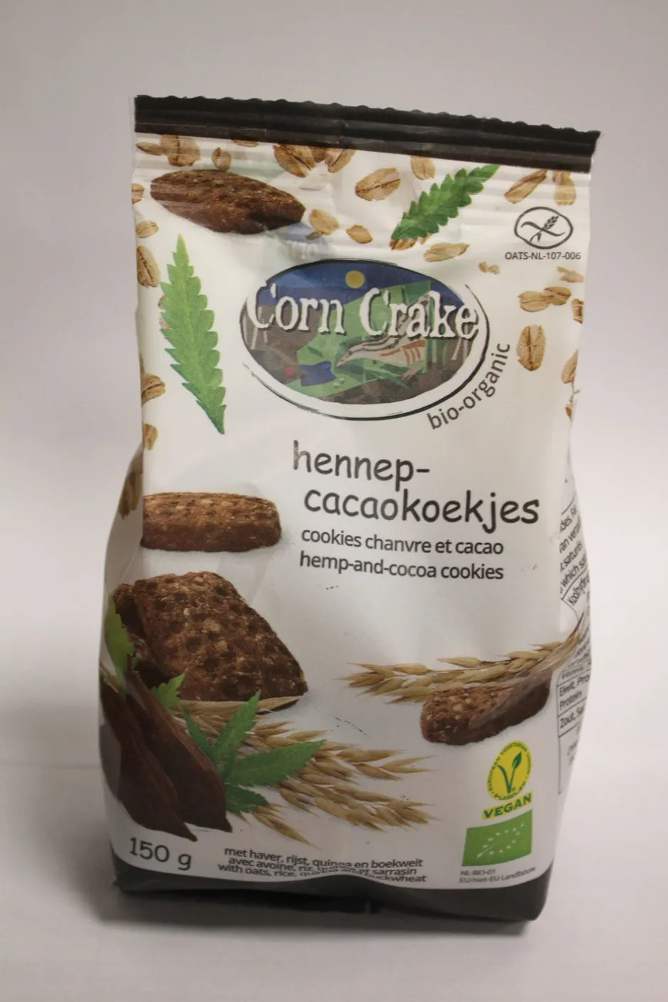 Corn Crake Koekjes*Haverkoekjes met Hennep-Cacao - 150g - BIO