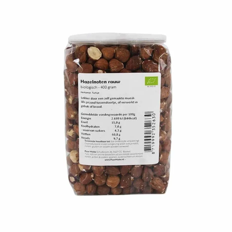 Puur Mieke Fruit & Noten | Biologische Noten*Hazelnoten rauw - 400g - BIO