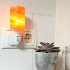 SelNature Nachtrust | Stress*Himalayazout nachtlamp voor stopcontact - Cilinder