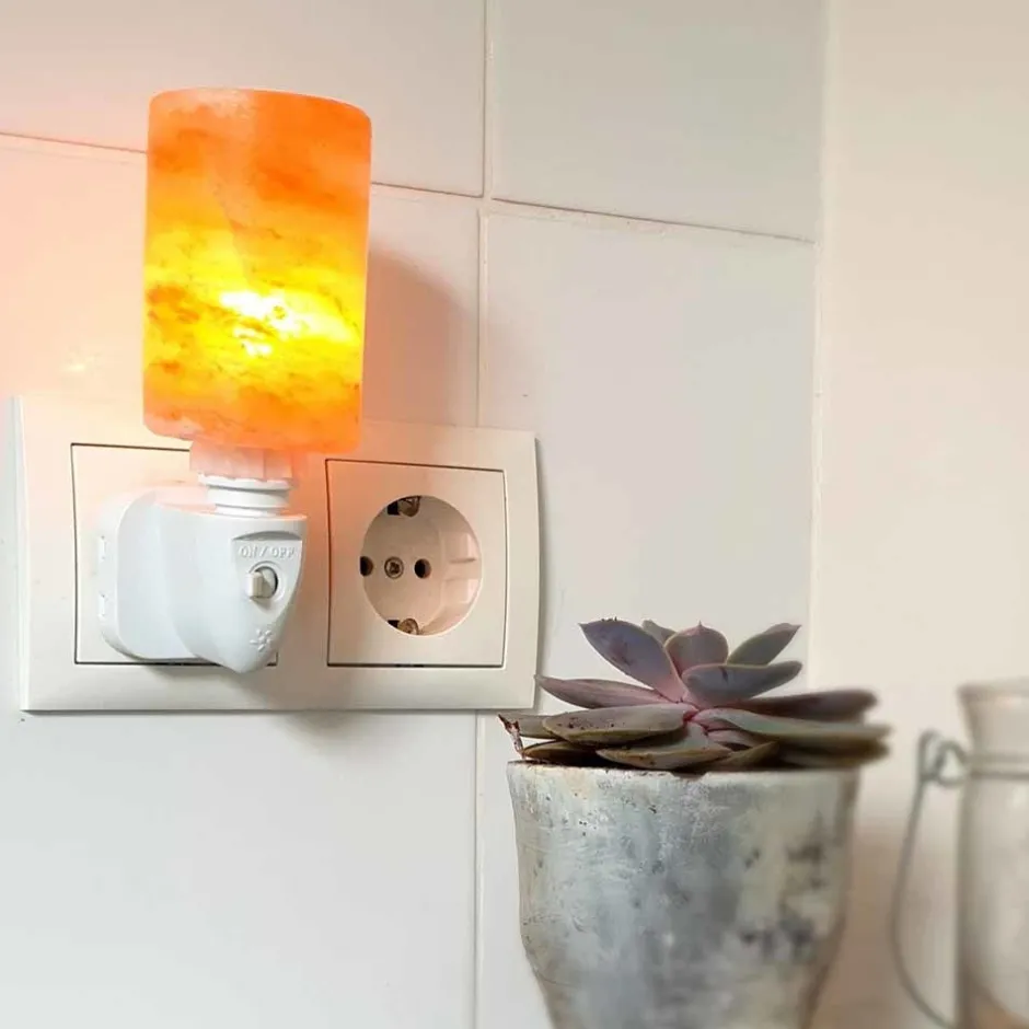 SelNature Nachtrust | Stress*Himalayazout nachtlamp voor stopcontact - Cilinder