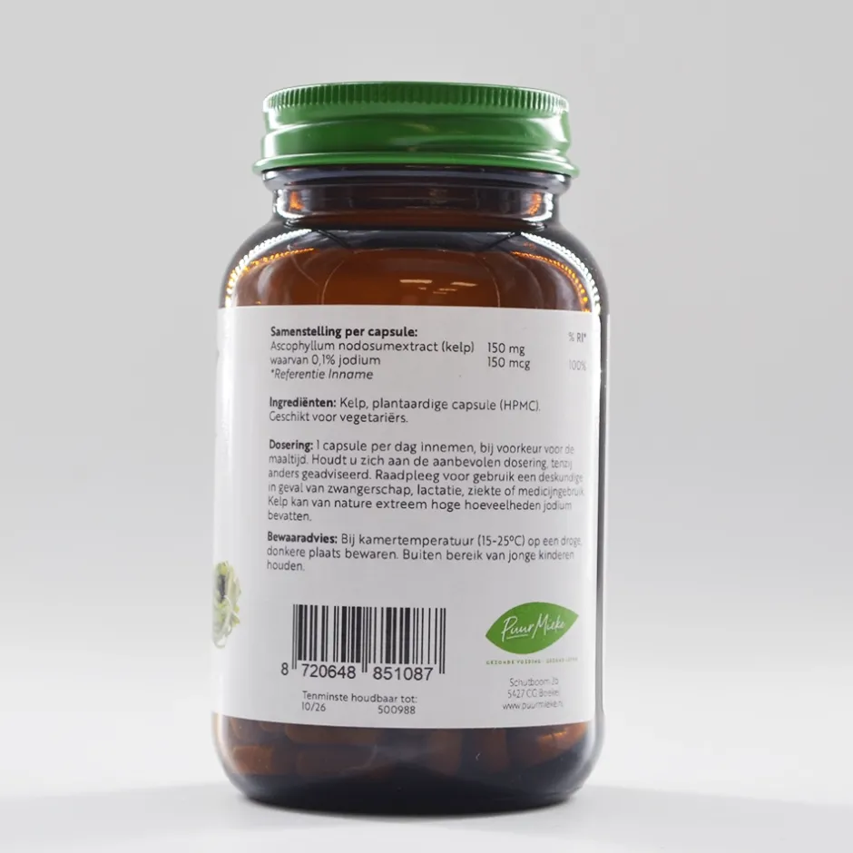 Puur Mieke Energie | Overige Vitamines*Jodium uit Kelp - 150mcg - 180 capsules