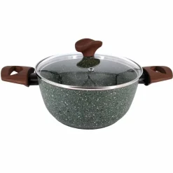 Natura Induction Kookpan*Kookpan 24cm met 2 hout-look grepen + glasdeksel - VegeTek