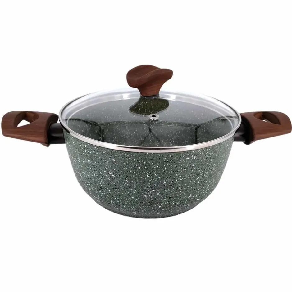 Natura Induction Kookpan*Kookpan met 2 hout-look grepen + glasdeksel - VegeTek