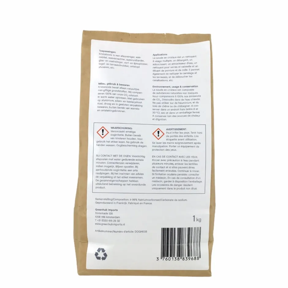 GreenHub Schoonmaakproducten | Schoonmaakproducten*Kristalsoda 3x geconcentreerd - 1kg