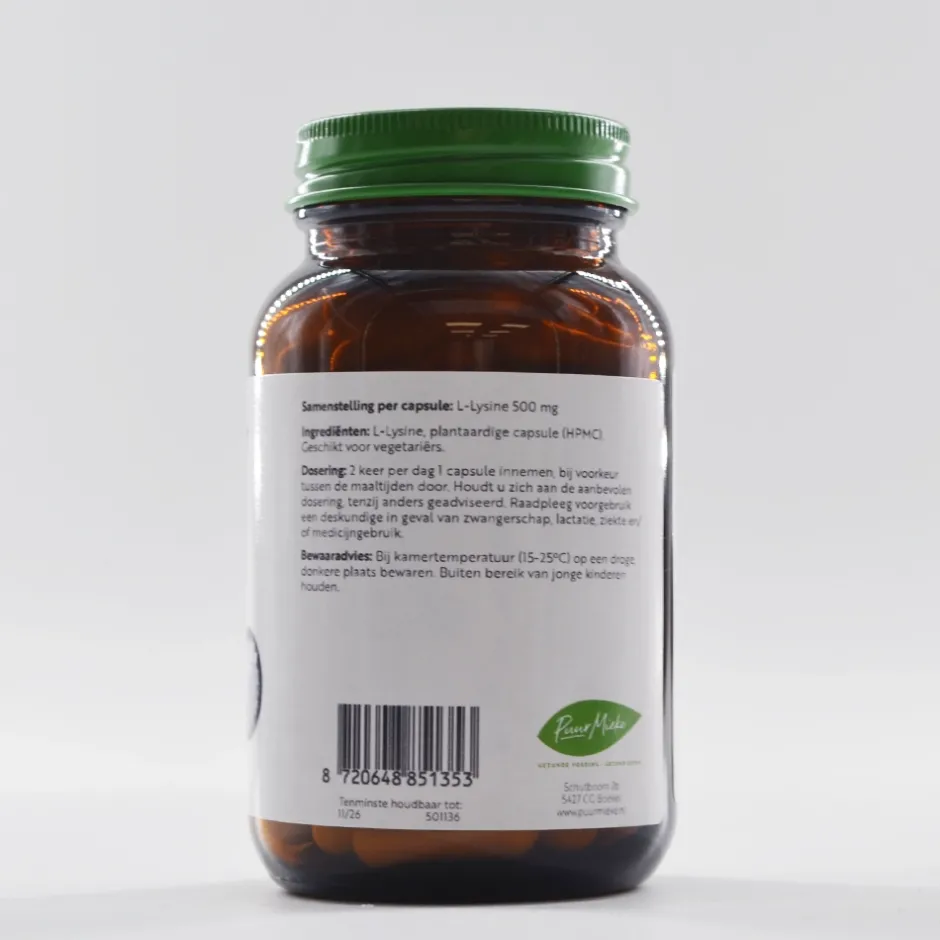 Puur Mieke Puur Mieke Supplementen | Aminozuren*L-Lysine - 500mg - 80 caps