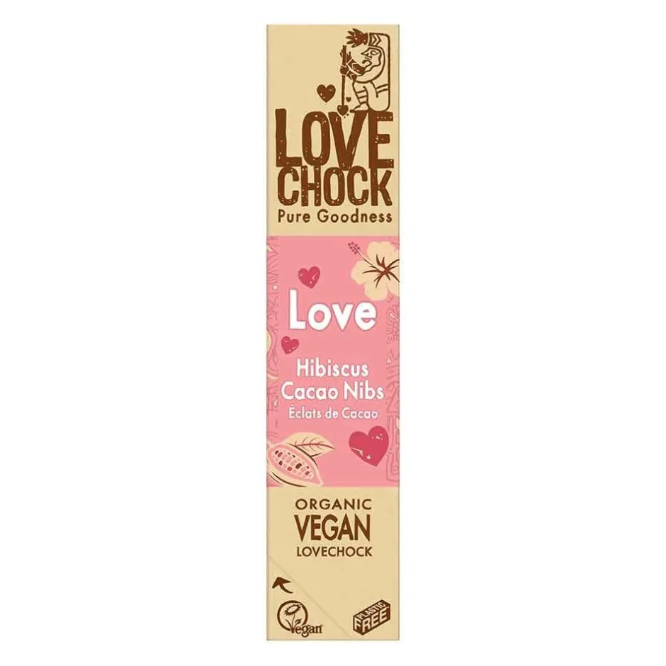 Lovechock Chocolade*LOVE - Hibuscus / Cacao Nibs - 40g - BIO