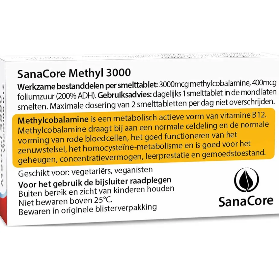 Sanacore Stress | Immuunsysteem*Methyl 3000 Vitamine B12 60 tabletten