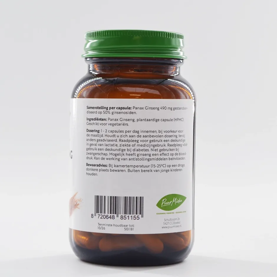 Puur Mieke Immuunsysteem | Weerstand*Panax Ginseng - 490mg - 60 caps