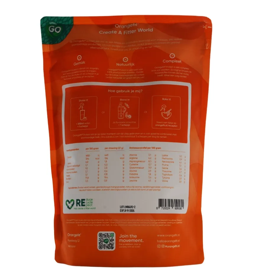 Orangefit Spieren | Proteïne Poeder*Protein Mango met Zoetstoffen uit Stevia - 750g