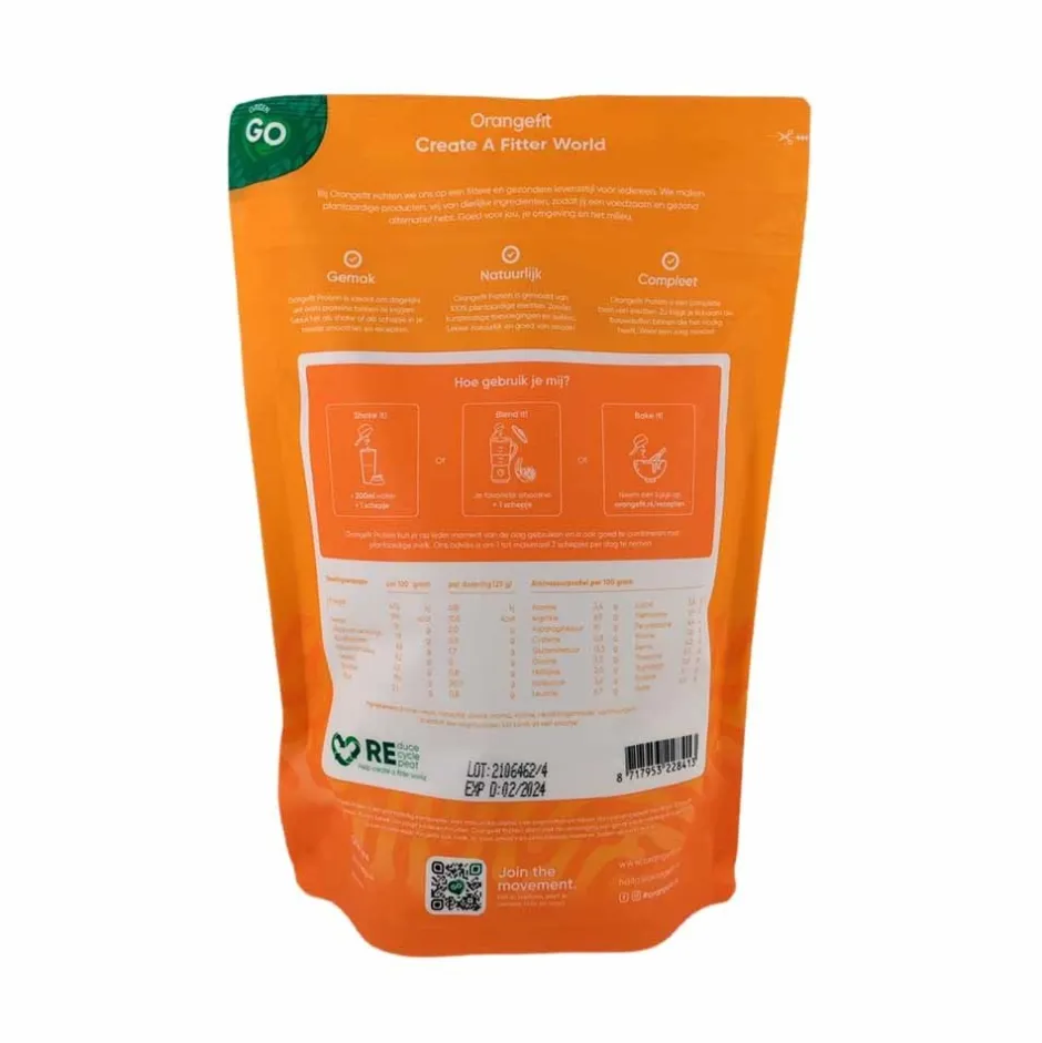Orangefit Spieren | Proteïne Poeder*Protein Vanille met zoetstoffen uit Stevia - 750g