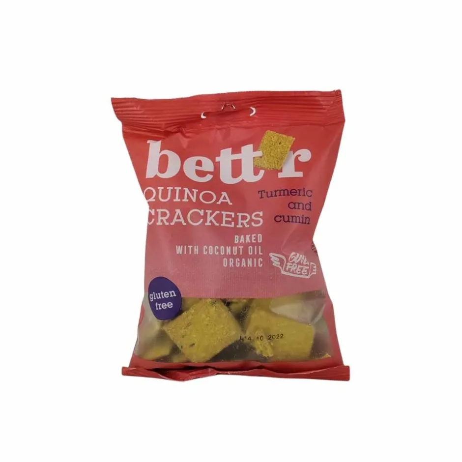 Bett'r Crackers En Wafels*Quinoa Crackers Curcuma en Komijn BIO - 100g