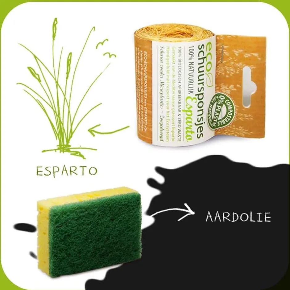 Eco-schuursponsjes Afwassponsjes, Doekjes En Borstels | Afwasborstels, Doekjes En Sponsjes*Schuurspons ESPARTO