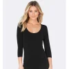 Boody Shirts*Shirt met Driekwart Mouw - Zwart