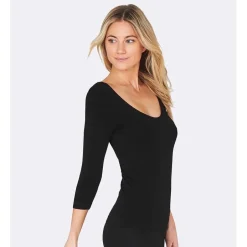Boody Shirts*Shirt met Driekwart Mouw - Zwart