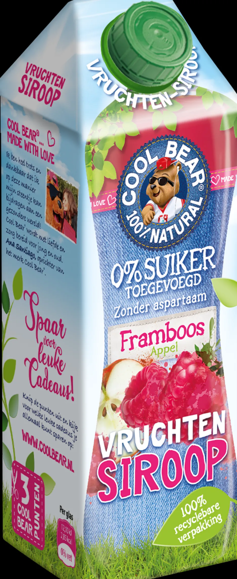 Limonadesiropen*Siroop Framboos-Appel met Zoetstoffen uit Stevia - 750ml