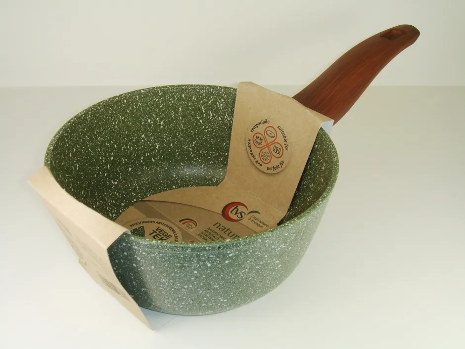 Natura Induction Kookpan*Steelpan 18cm met hout-look greep - VegeTek