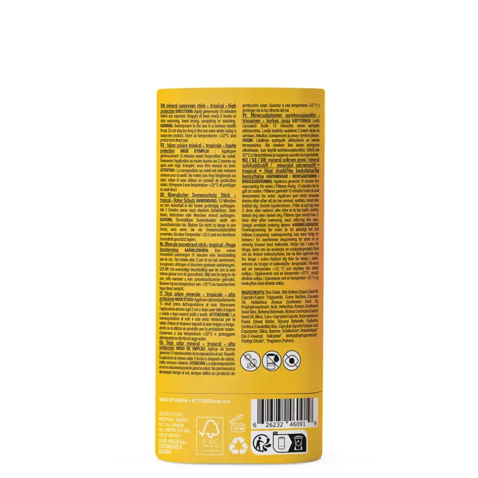 ATTITUDE Zonnebrand*Sunly Zonnebrandstick SPF30 - Tropisch - 60g