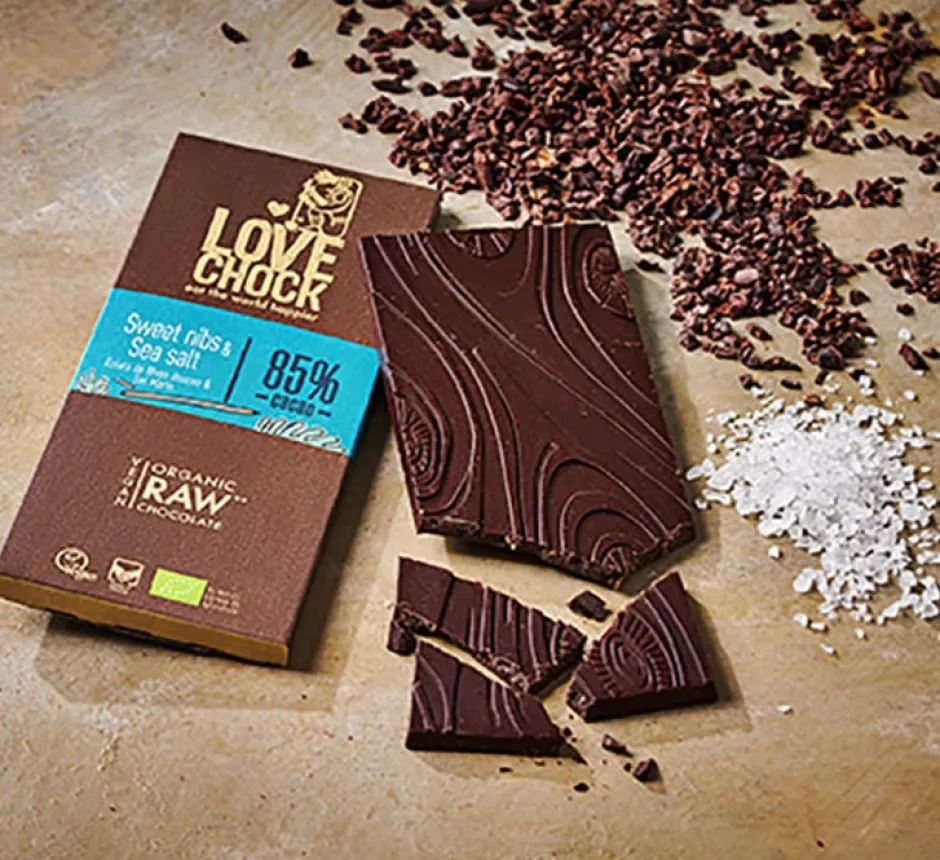 Lovechock Chocolade*Sweet Nibs & Sea Salt - 70g - BIO