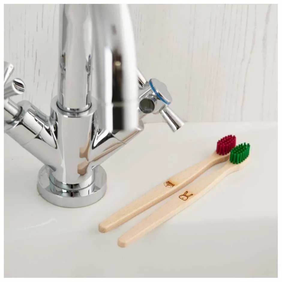 ecoLiving Baby & Kind | Mondverzorging/Tandenborstel*Tandenborstel voor Kinderen - Konijn - Rood