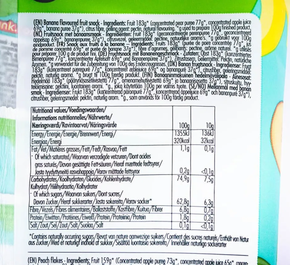 Fruitfunk Snoepjes*Uitdeelzak Mix Banaan en Perzik - (10st) 100g