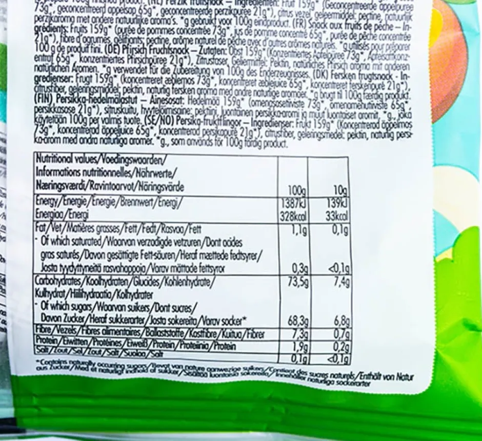 Fruitfunk Snoepjes*Uitdeelzak Mix Banaan en Perzik - (10st) 100g