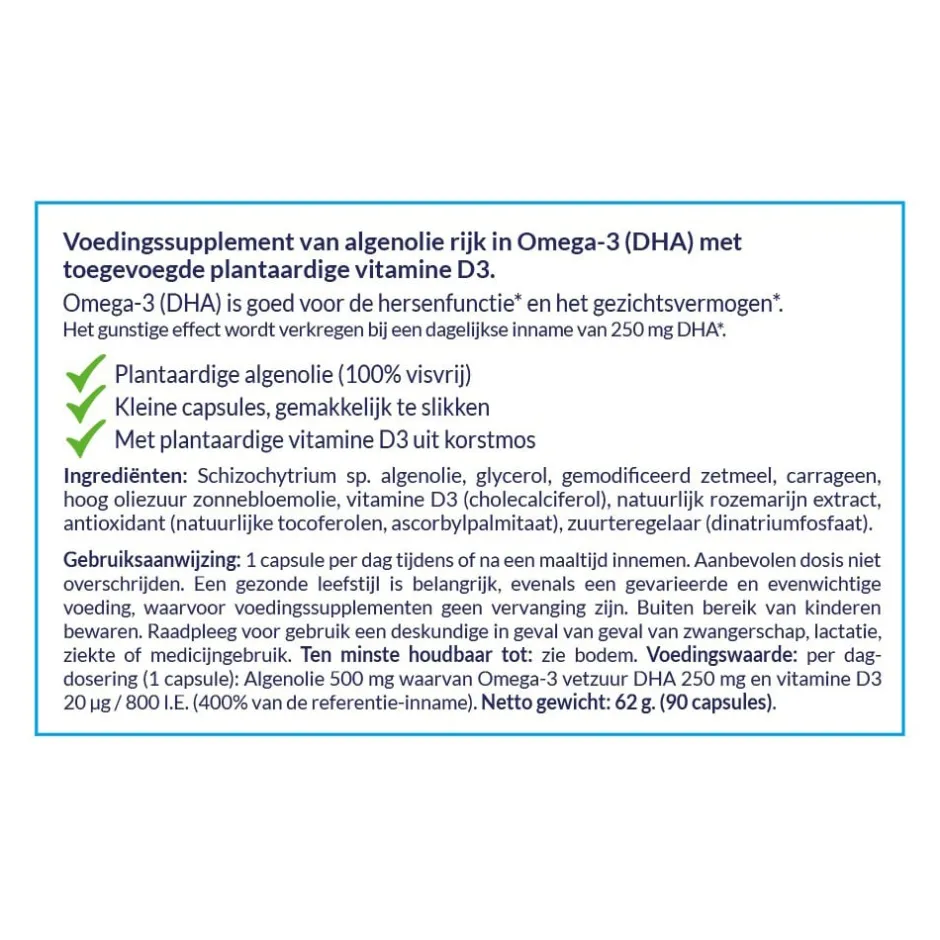 Arctic Blue Ogen | Hart & Bloedvaten*Vegan Algenolie met Vitamine D3 - 90 capsules