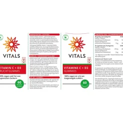 Vitals Immuunsysteem | Botten & Gewrichten*Vitamine C + D3 - 60 gummies