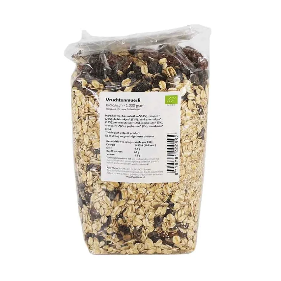 Puur Mieke Ontbijtgranen E.o.*Vruchten Muesli - 1000g - BIO