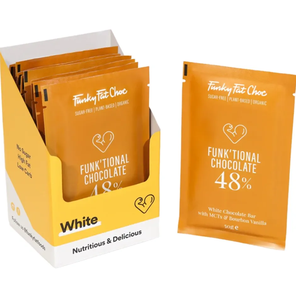 Funky Fat Choc Chocolade*Witte Chocolade met Vanille en MCT - BIO