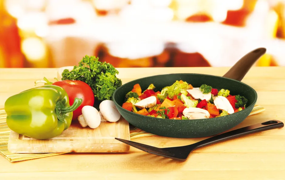 Natura Induction Wokpan Zonder Teflon*Wokpan 28cm met hout-look greep - VegeTek