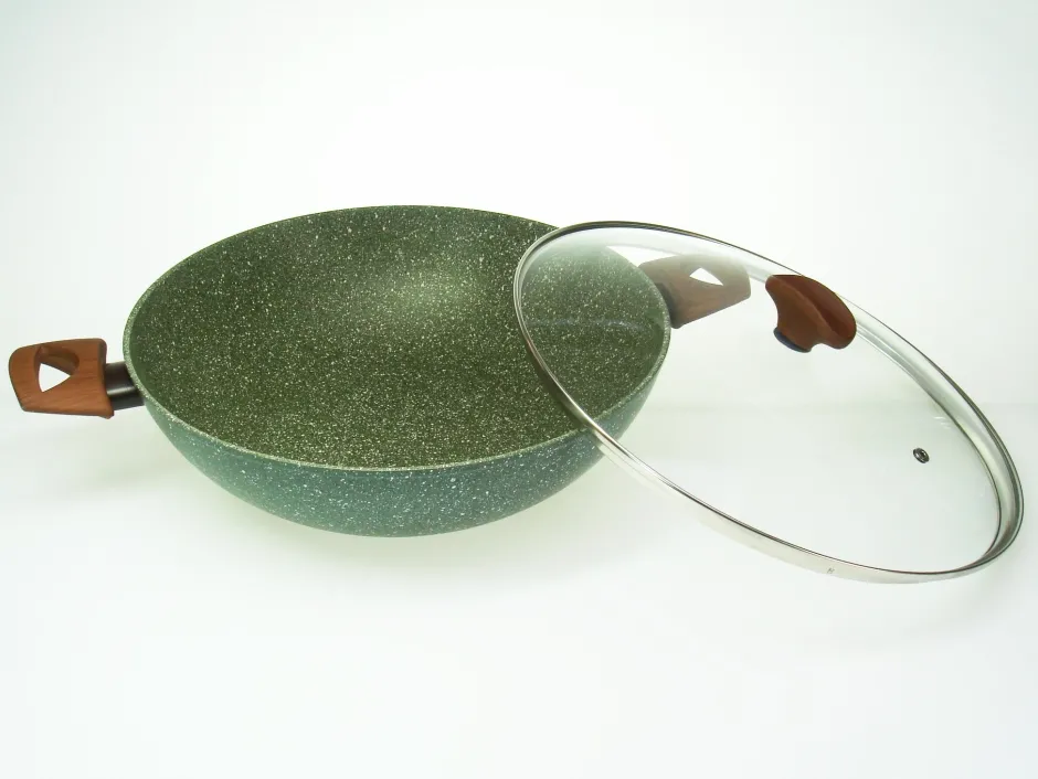 Natura Induction Wokpan Zonder Teflon*Wok/Wadjan XL 32cm - 2 grepen met Deksel - VegeTek